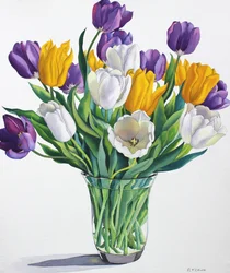 Tulipes dans un vase en verre